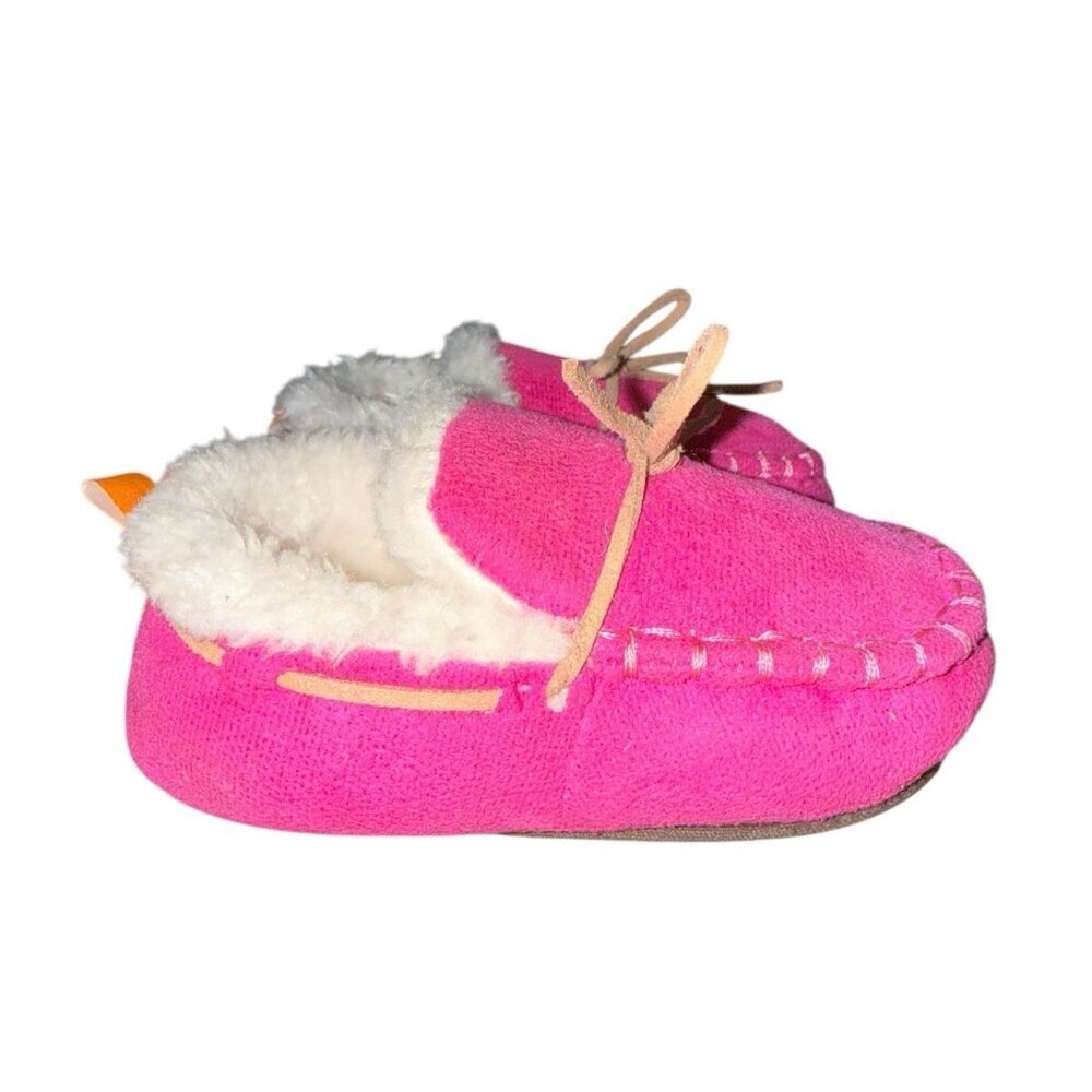 Skidders Pink Faux Leather Moccasins Baby Toddler Size 12m Slippers Shoes